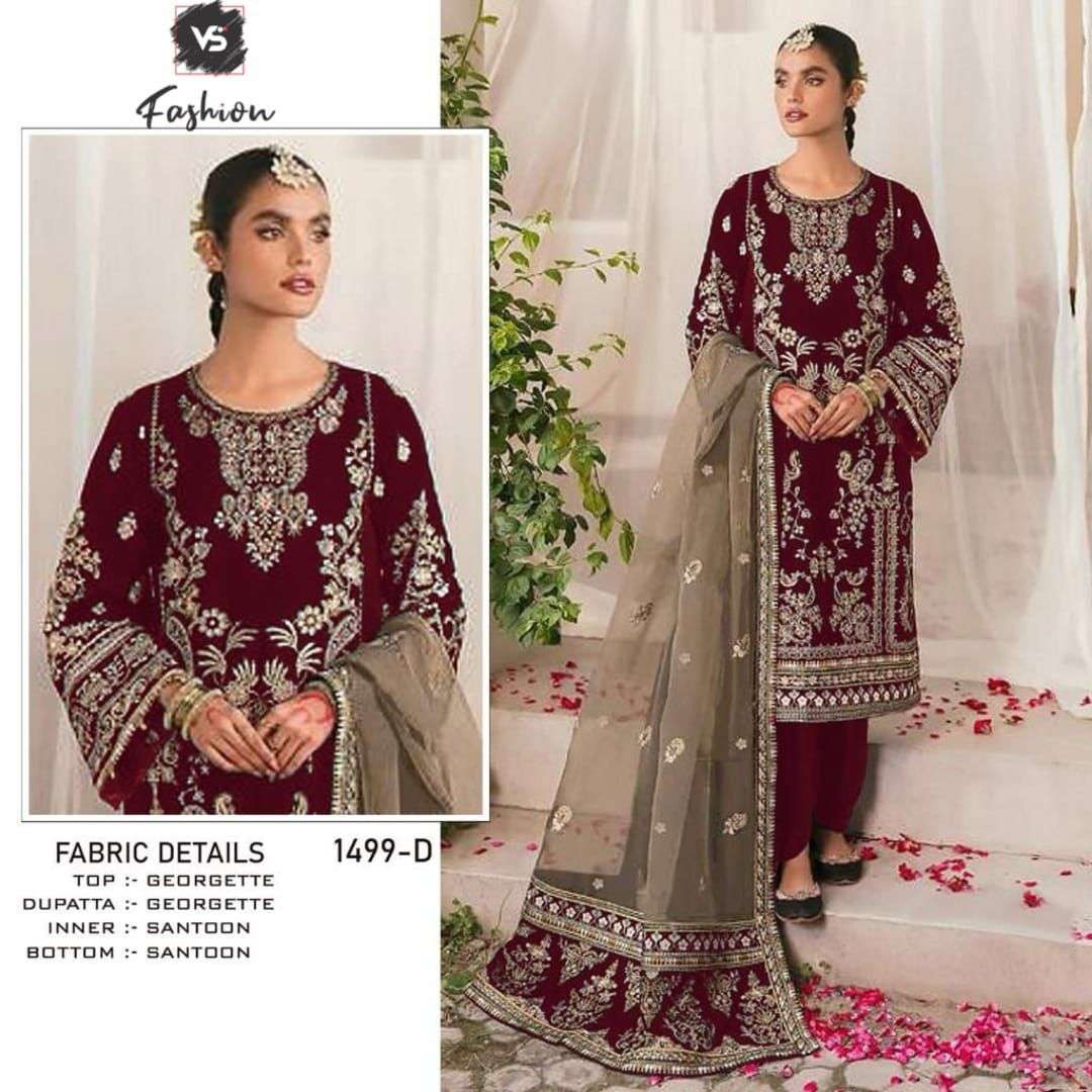  VS FASHION D NO 1499 GEORGETTE EMBROIDERED SUIT