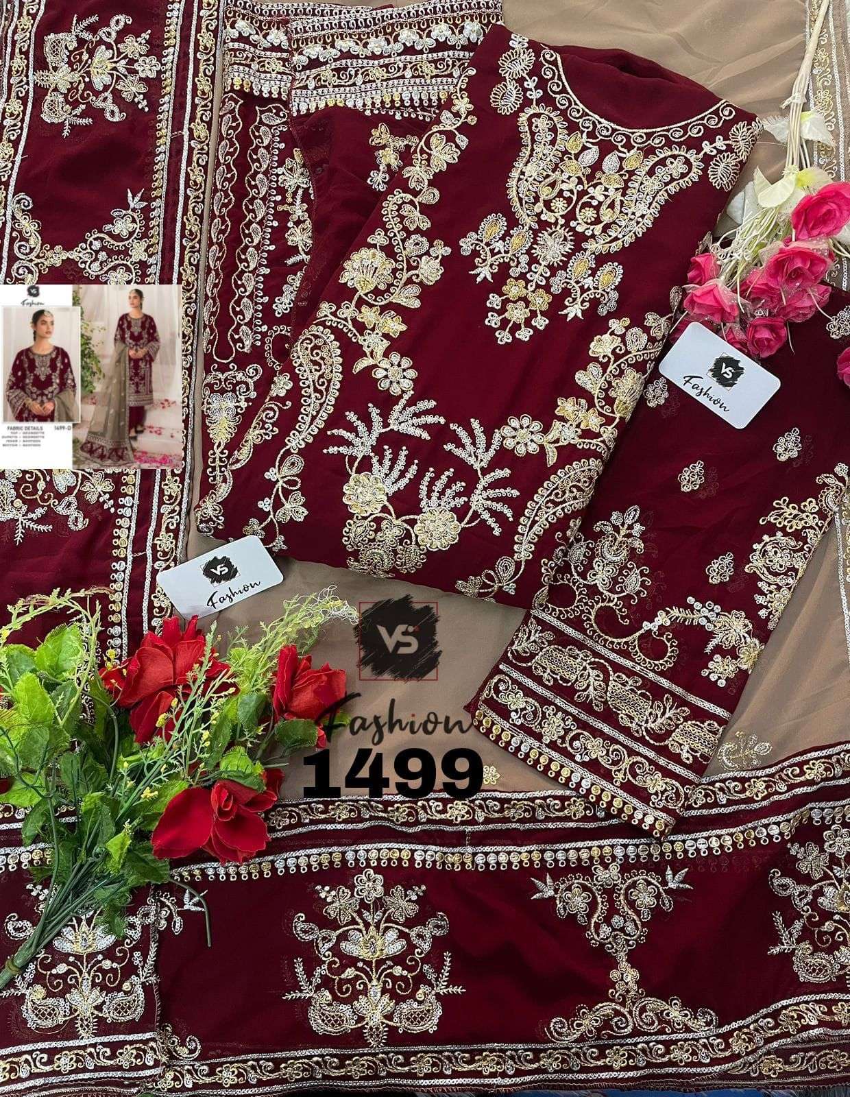  VS FASHION D NO 1499 GEORGETTE EMBROIDERED SUIT