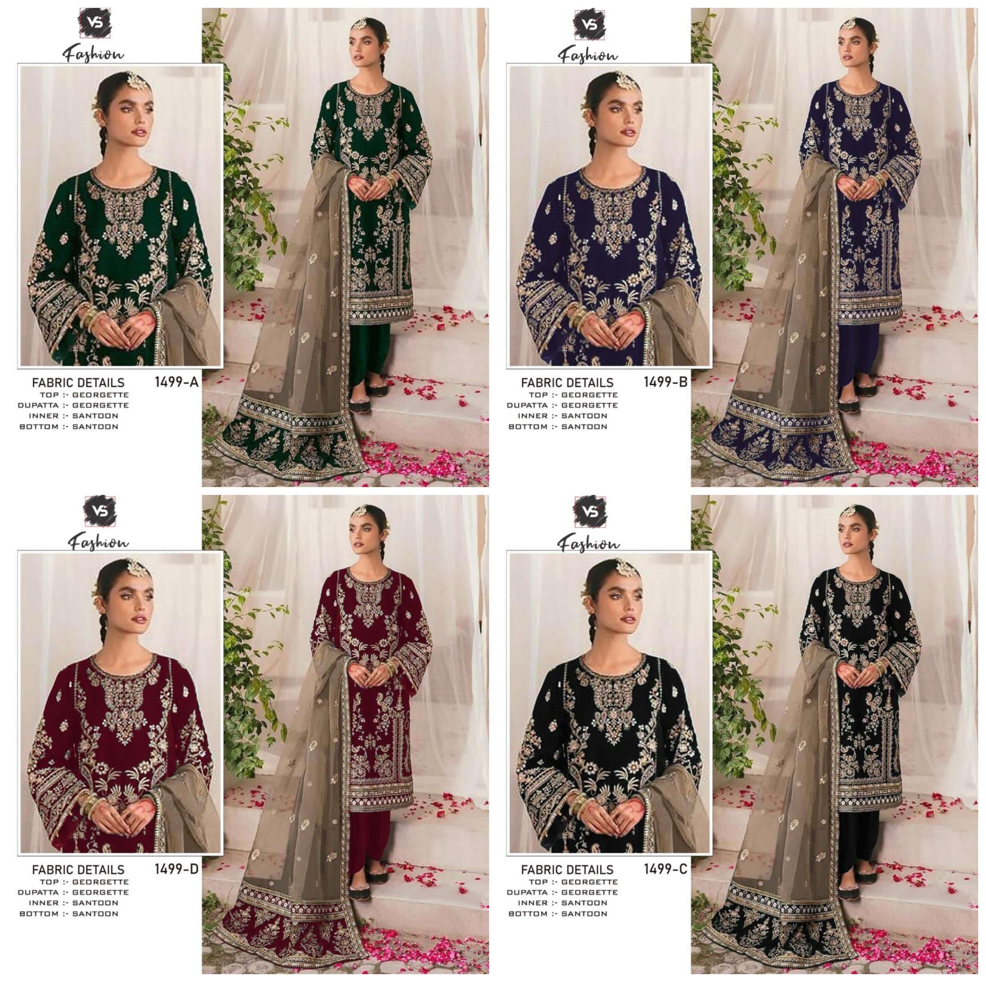  VS FASHION D NO 1499 GEORGETTE EMBROIDERED SUIT