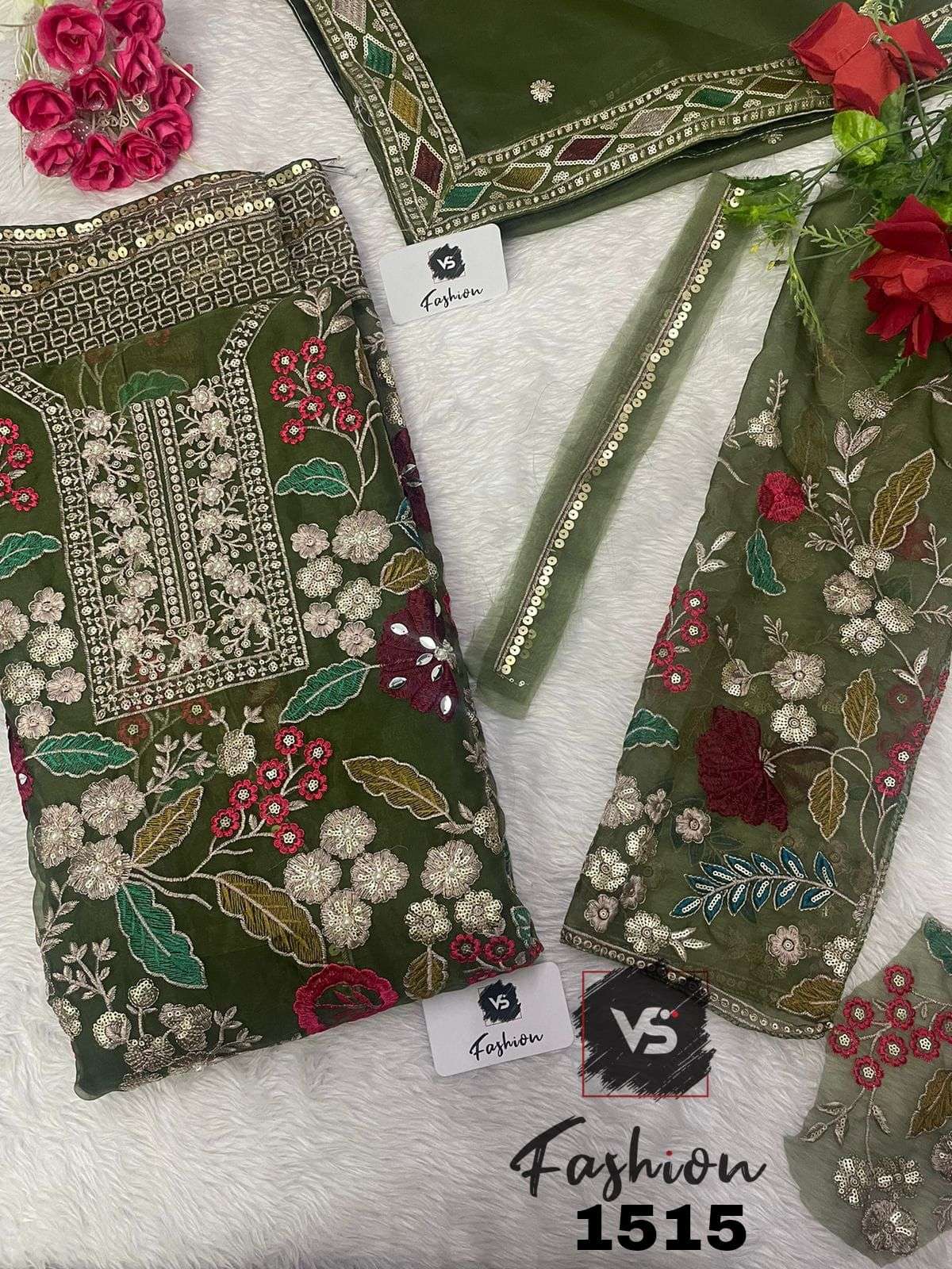 VS FASHION D NO 1515 ORGANZA HEAVY EMBROIDERED SUIT