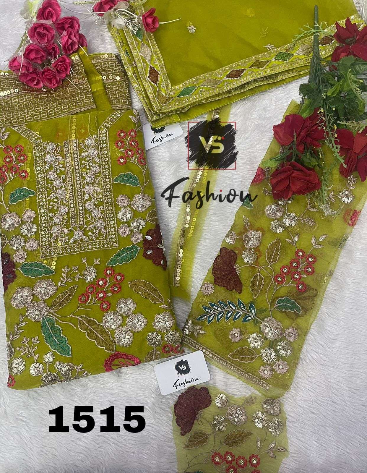 VS FASHION D NO 1515 ORGANZA HEAVY EMBROIDERED SUIT