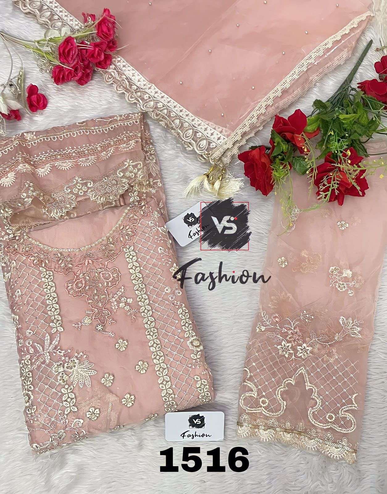 VS FASHION D NO 1516 ORGANZA HEAVY DESIGNER SUIT