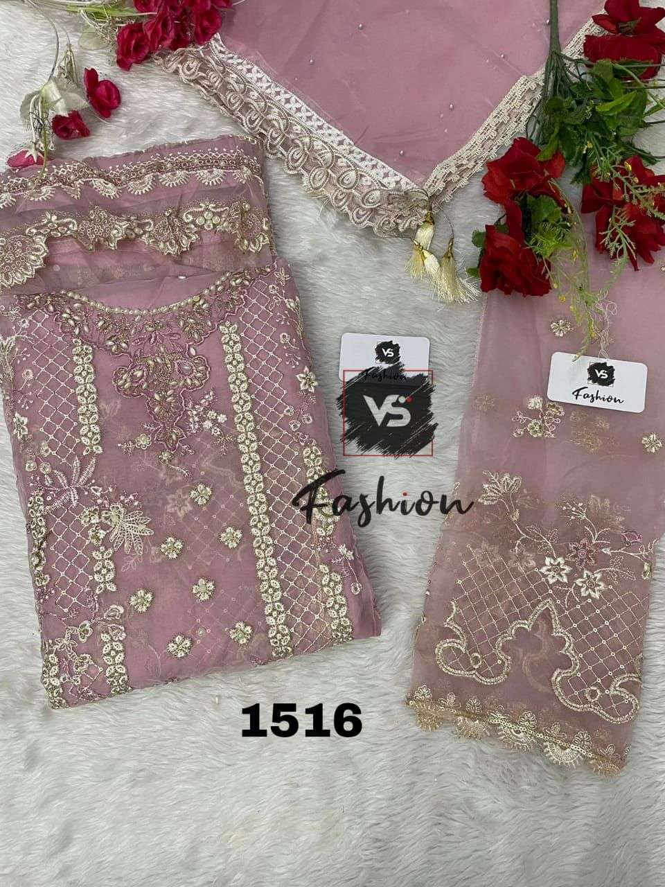 VS FASHION D NO 1516 ORGANZA HEAVY DESIGNER SUIT