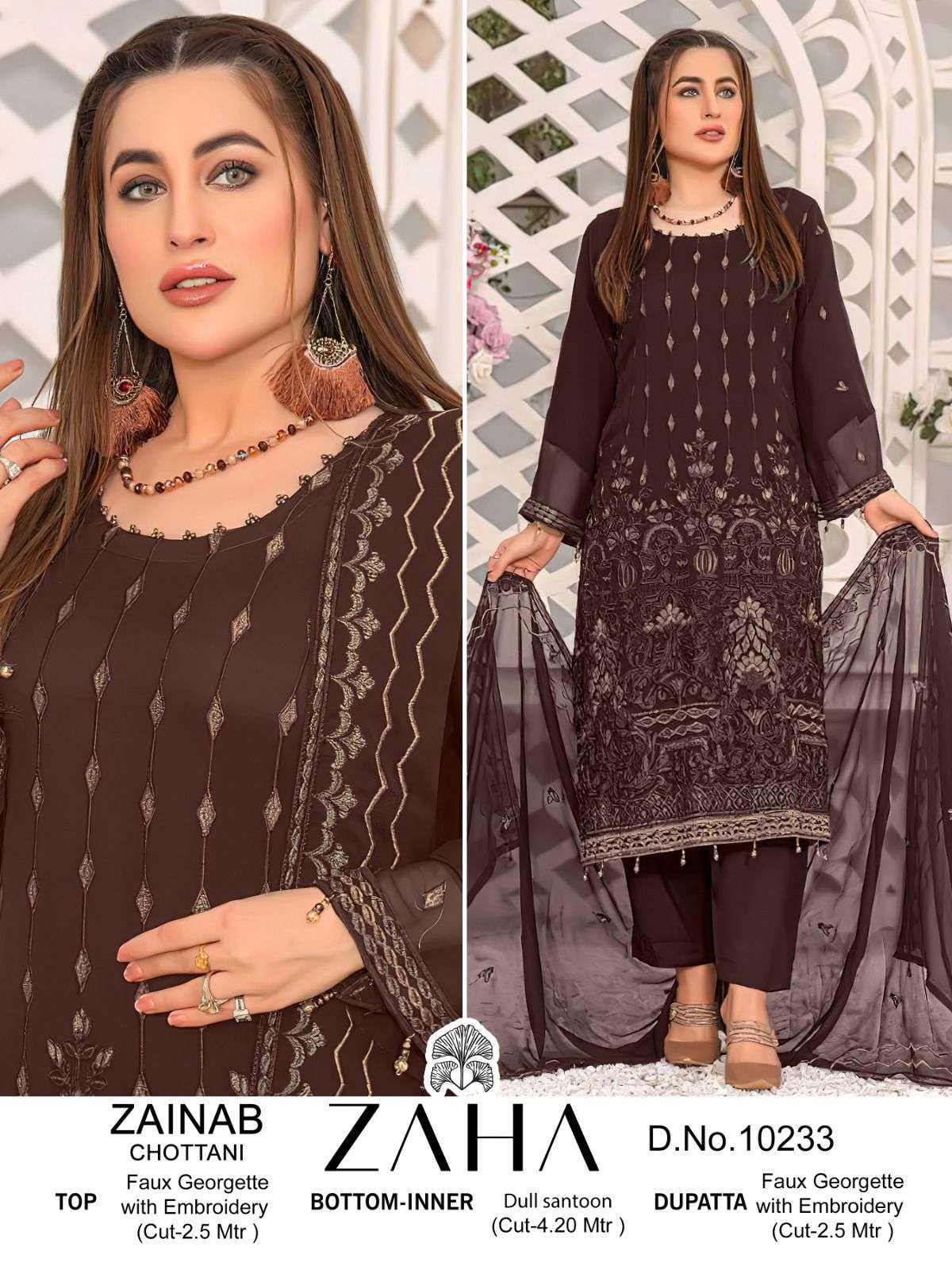 ZAHA ZAINAB  CHOTTANI GEORGETTE EMBROIDERED SUIT