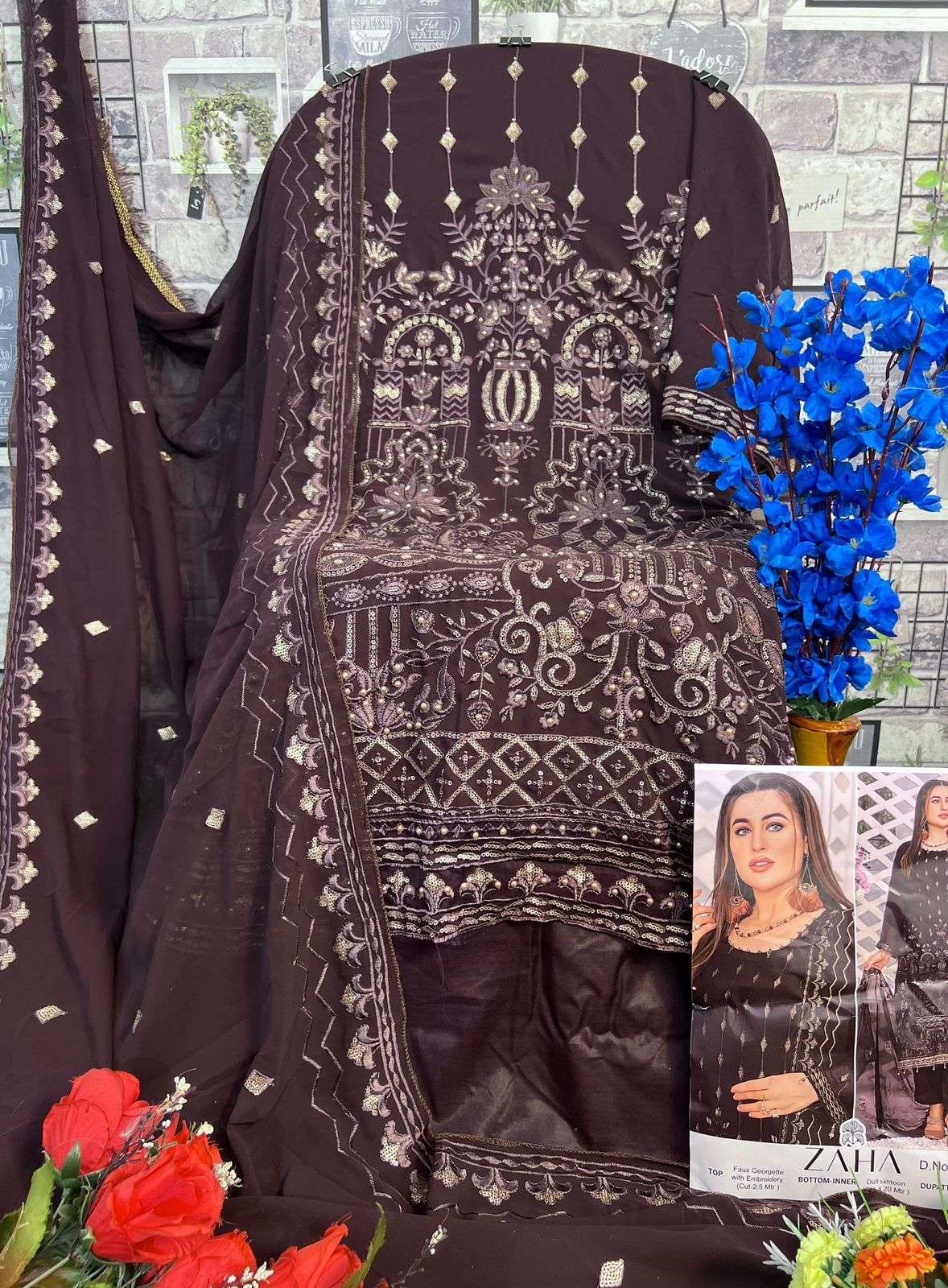 ZAHA ZAINAB  CHOTTANI GEORGETTE EMBROIDERED SUIT
