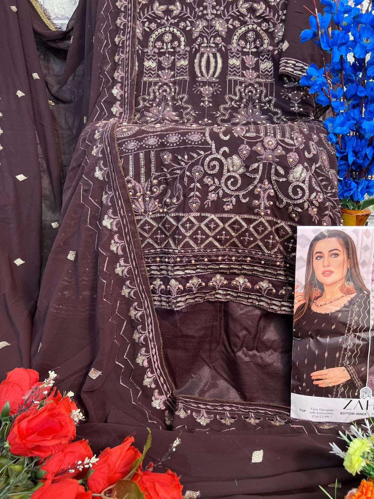 ZAHA ZAINAB  CHOTTANI GEORGETTE EMBROIDERED SUIT
