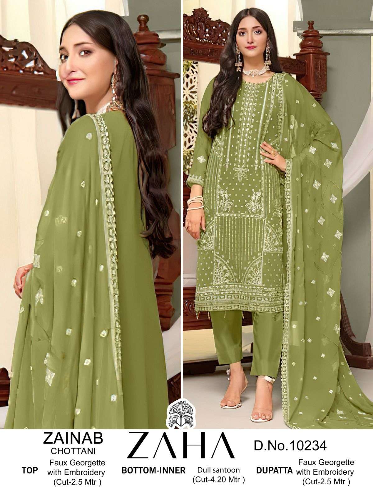 ZAHA ZAINAB  CHOTTANI GEORGETTE EMBROIDERED SUIT