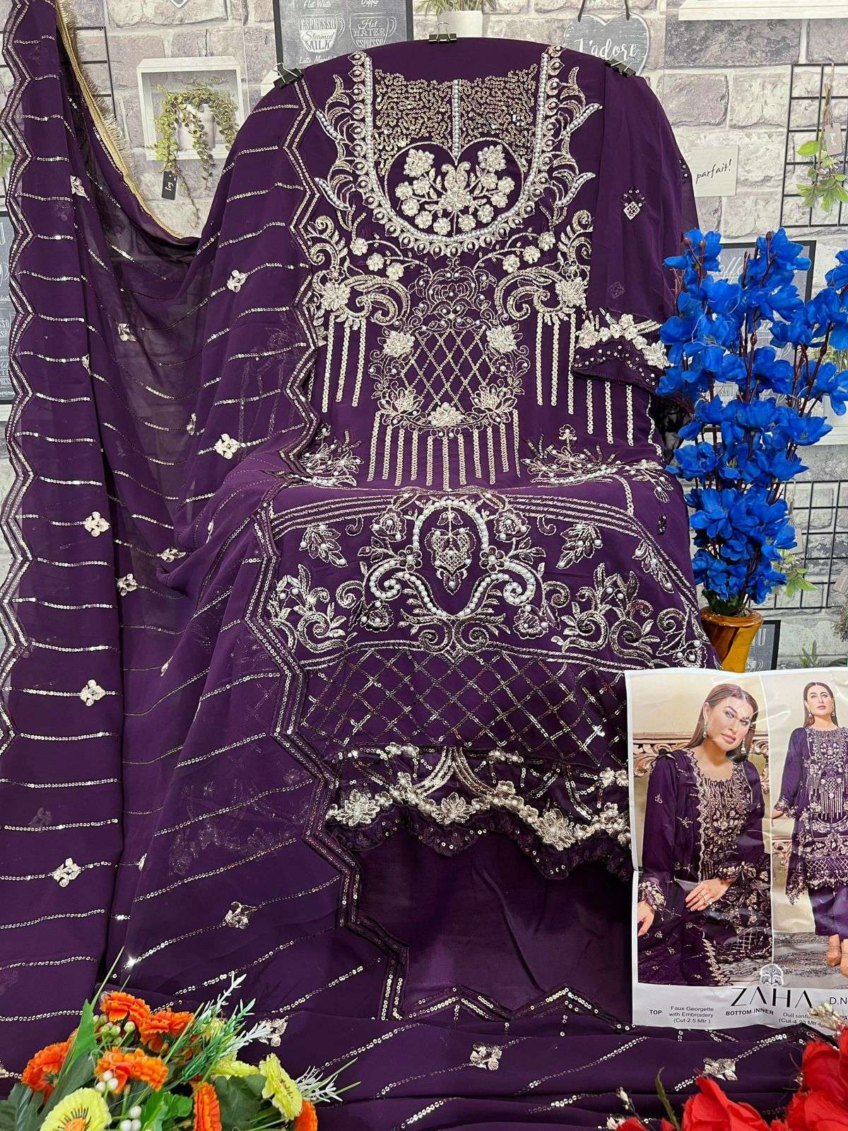 ZAHA ZAINAB  CHOTTANI GEORGETTE EMBROIDERED SUIT