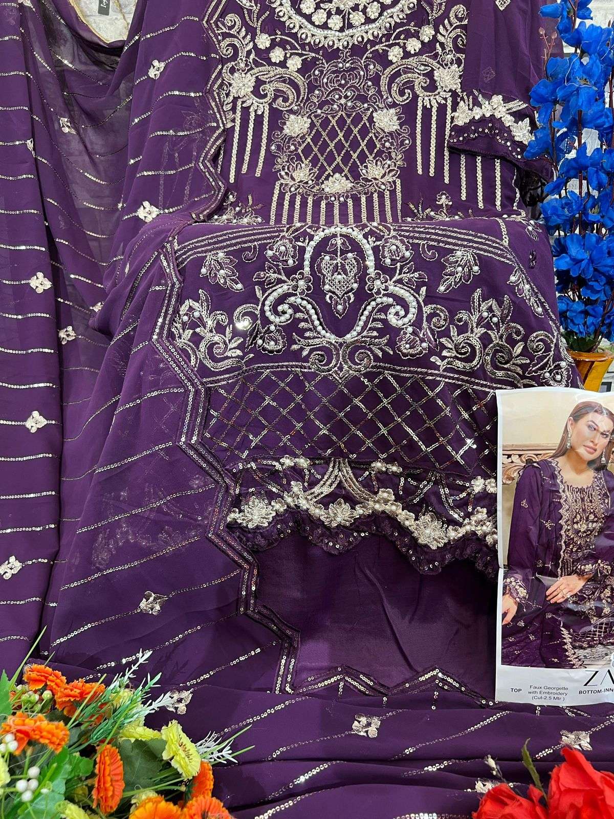 ZAHA ZAINAB  CHOTTANI GEORGETTE EMBROIDERED SUIT