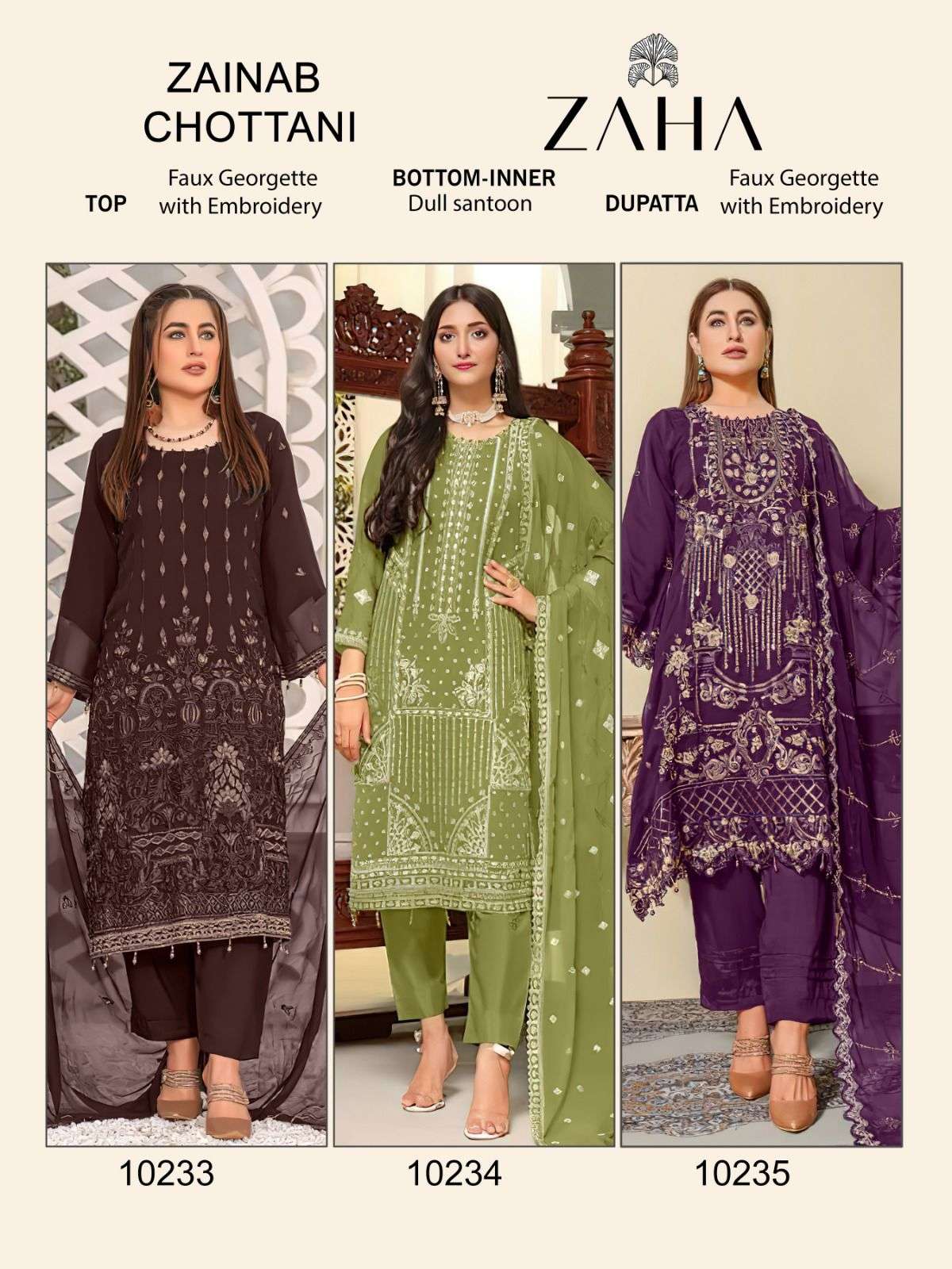 ZAHA ZAINAB  CHOTTANI GEORGETTE EMBROIDERED SUIT