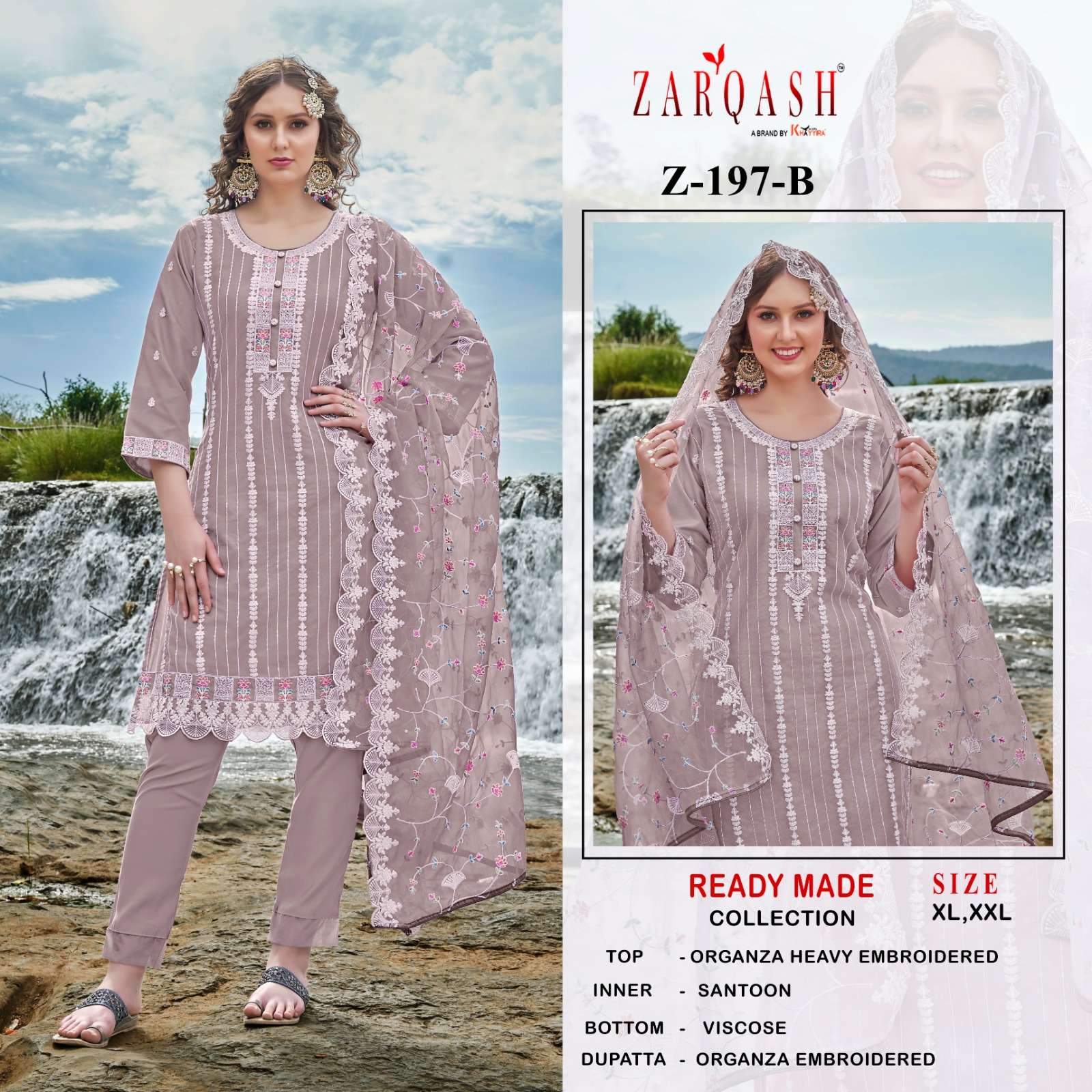 ZARQASH Z 197 ORGANZA BEAUTIFUL EMBROIDERD SUIT
