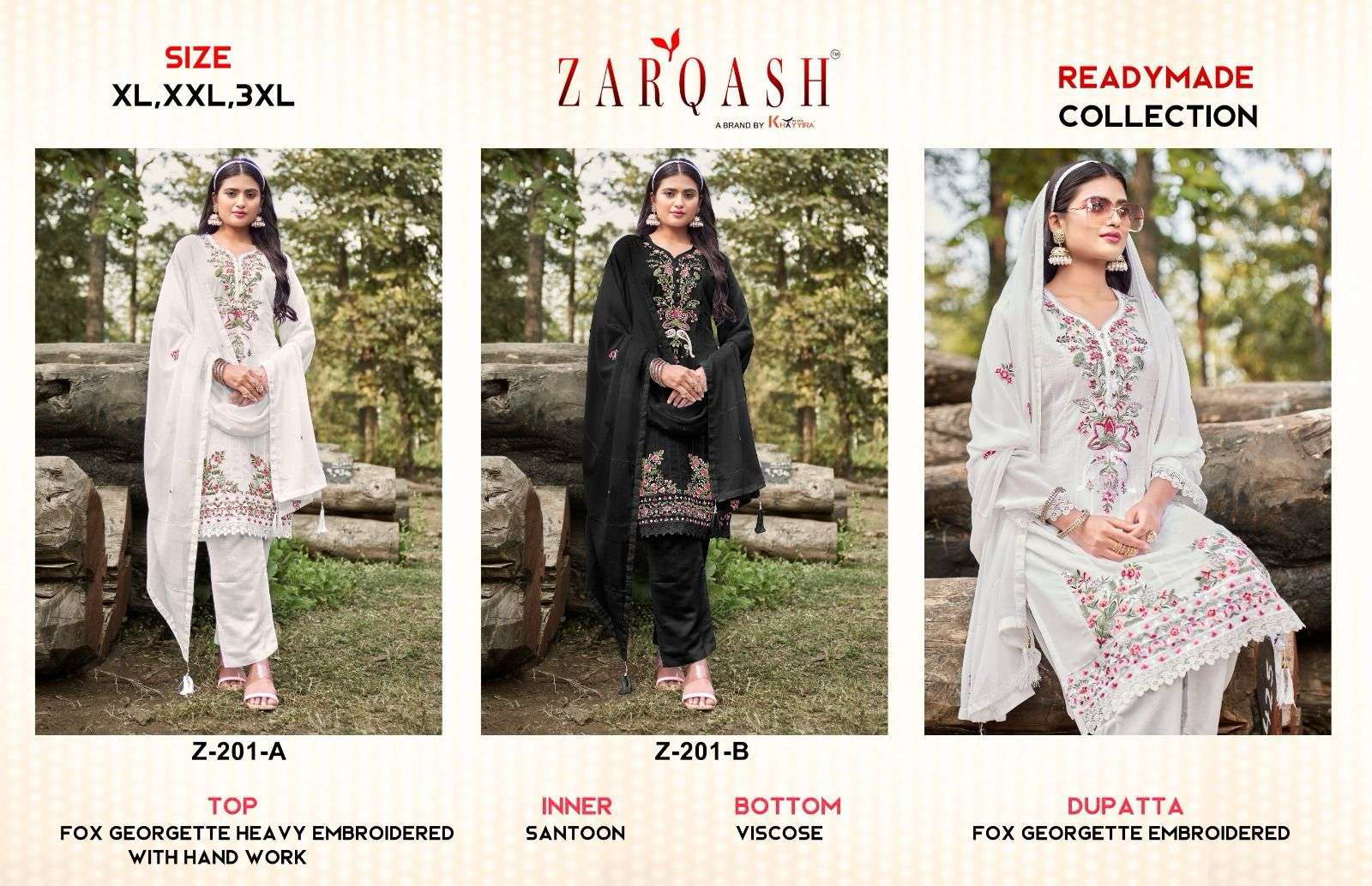 ZARQASH Z  201 GEORGETTE HEAVY EMBROIDERED SUIT