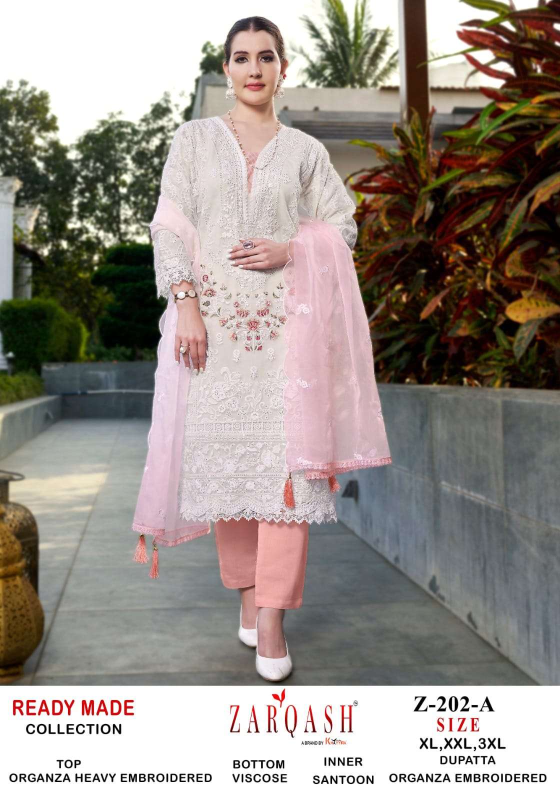 ZARQASH Z 202 ORGANZA BEAUTIFUL EMBROIDERED SUIT