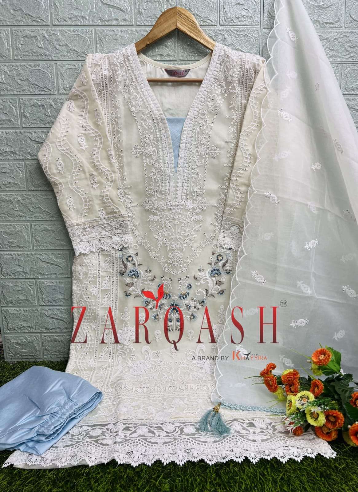ZARQASH Z 202 ORGANZA BEAUTIFUL EMBROIDERED SUIT