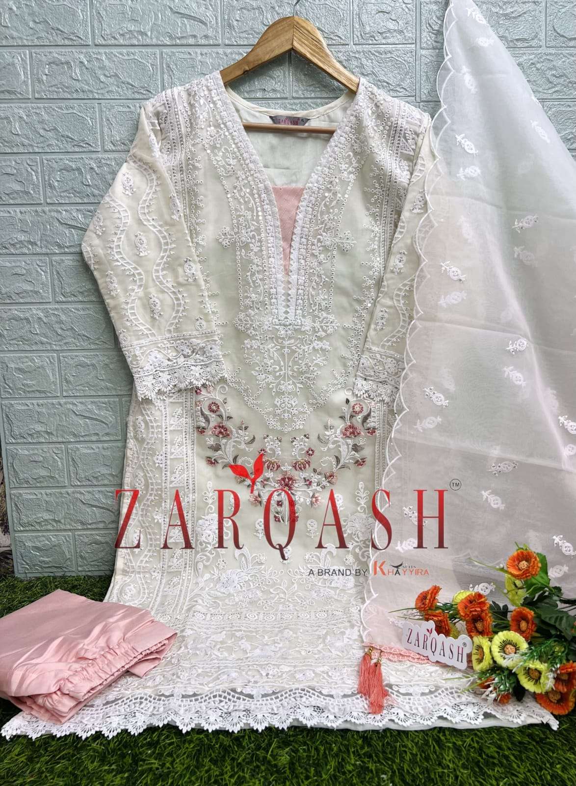 ZARQASH Z 202 ORGANZA BEAUTIFUL EMBROIDERED SUIT
