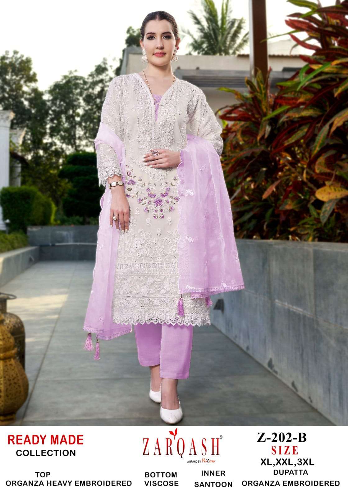ZARQASH Z 202 ORGANZA BEAUTIFUL EMBROIDERED SUIT