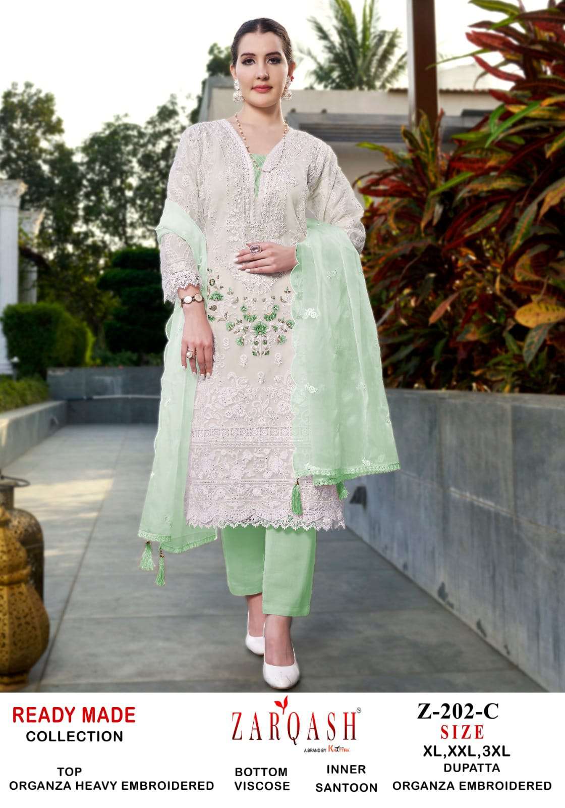 ZARQASH Z 202 ORGANZA BEAUTIFUL EMBROIDERED SUIT