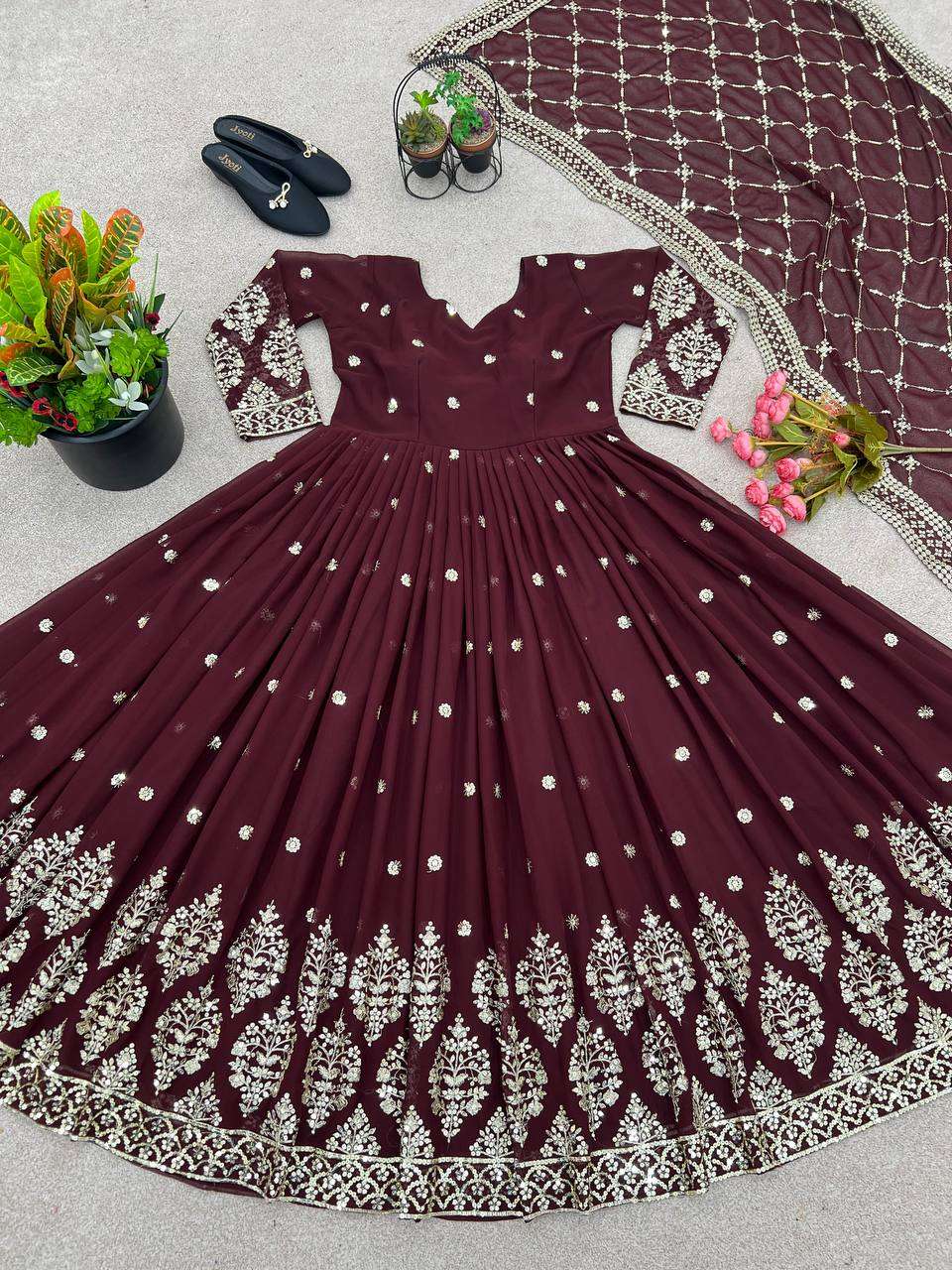 ZF 359 ANARKALI GOWN DUPATTA