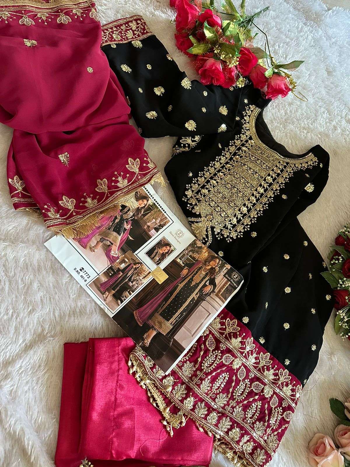 ZIAAZ DESIGNS CODE 401 GEORGETTE EMBROIDERED SUIT