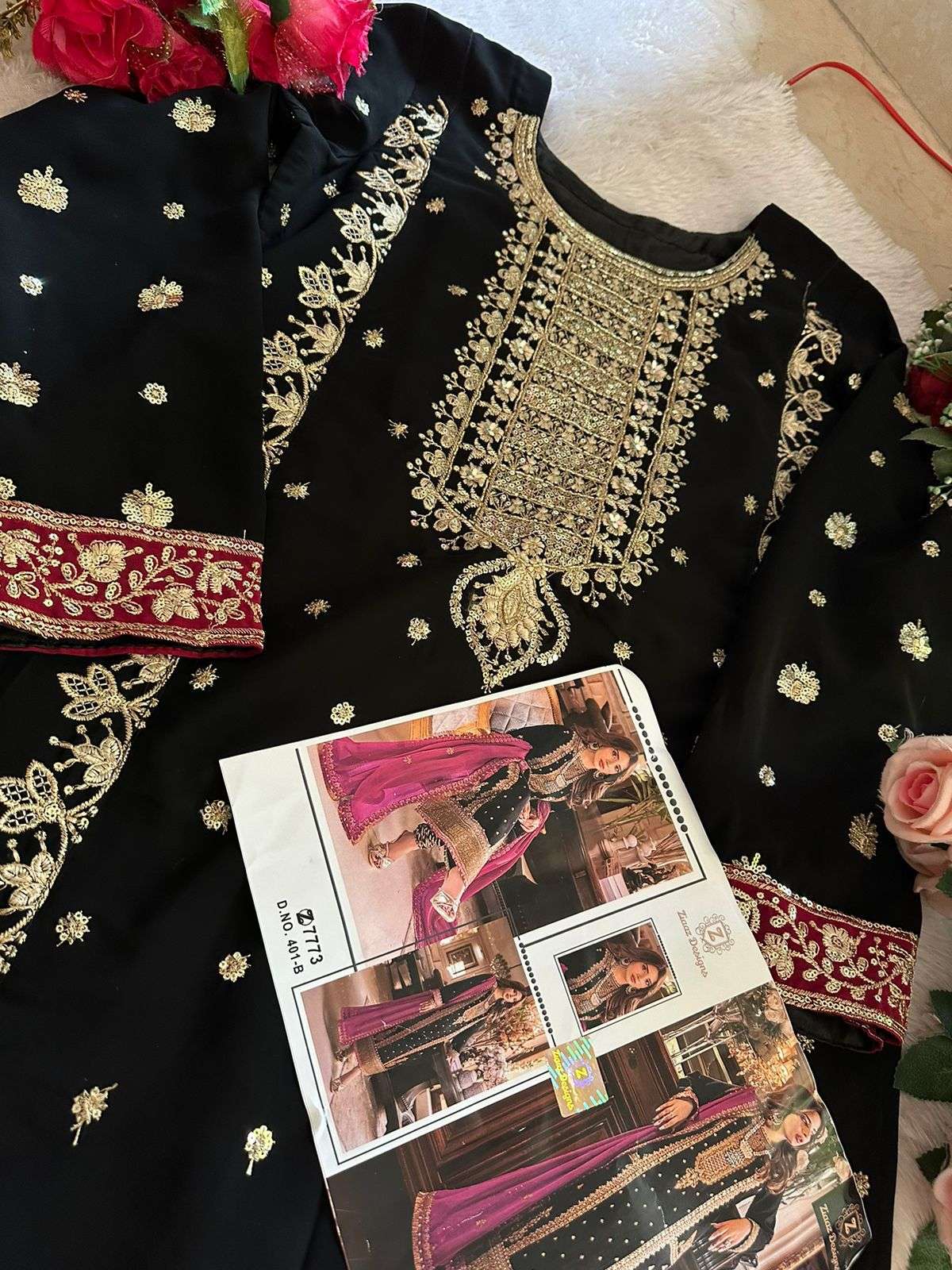 ZIAAZ DESIGNS CODE 401 GEORGETTE EMBROIDERED SUIT