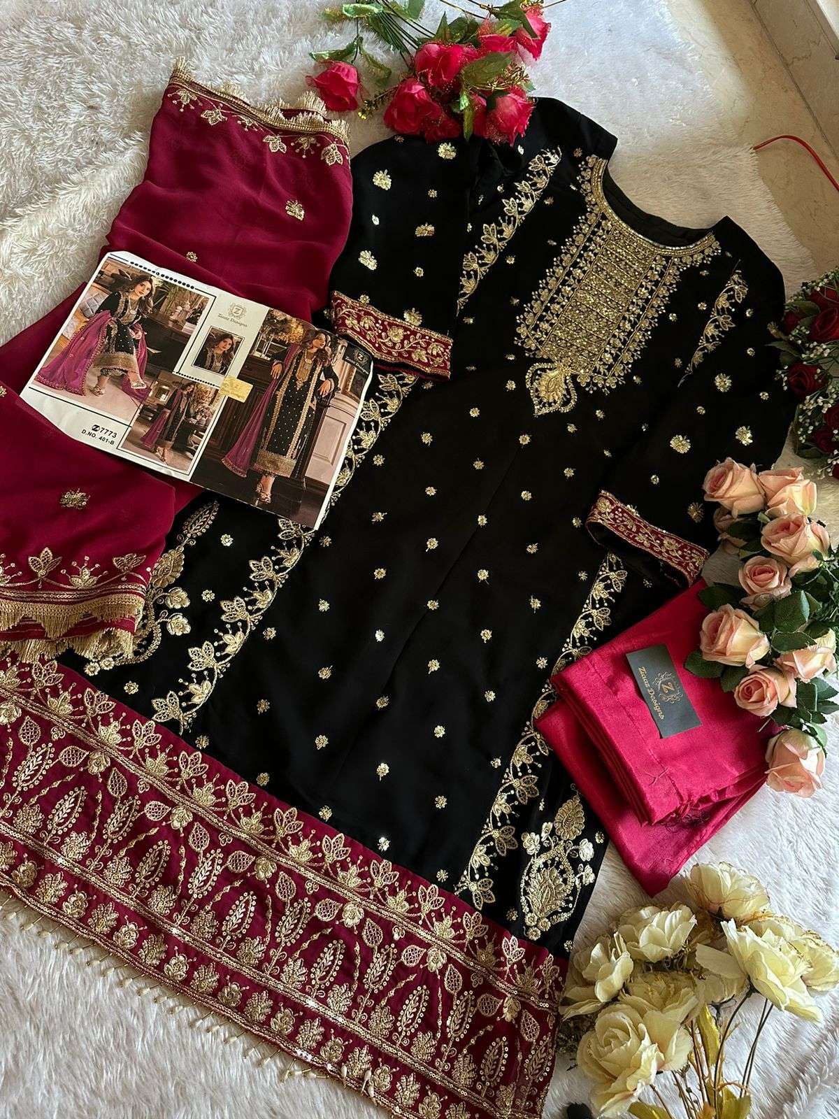 ZIAAZ DESIGNS CODE 401 GEORGETTE EMBROIDERED SUIT