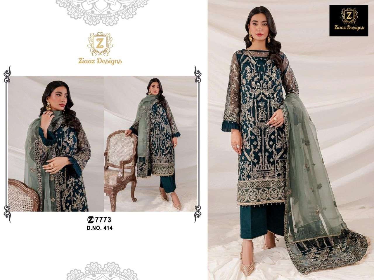 ZIAAZ DESIGNS CODE 414 GEORGETTE DESIGNER SUIT