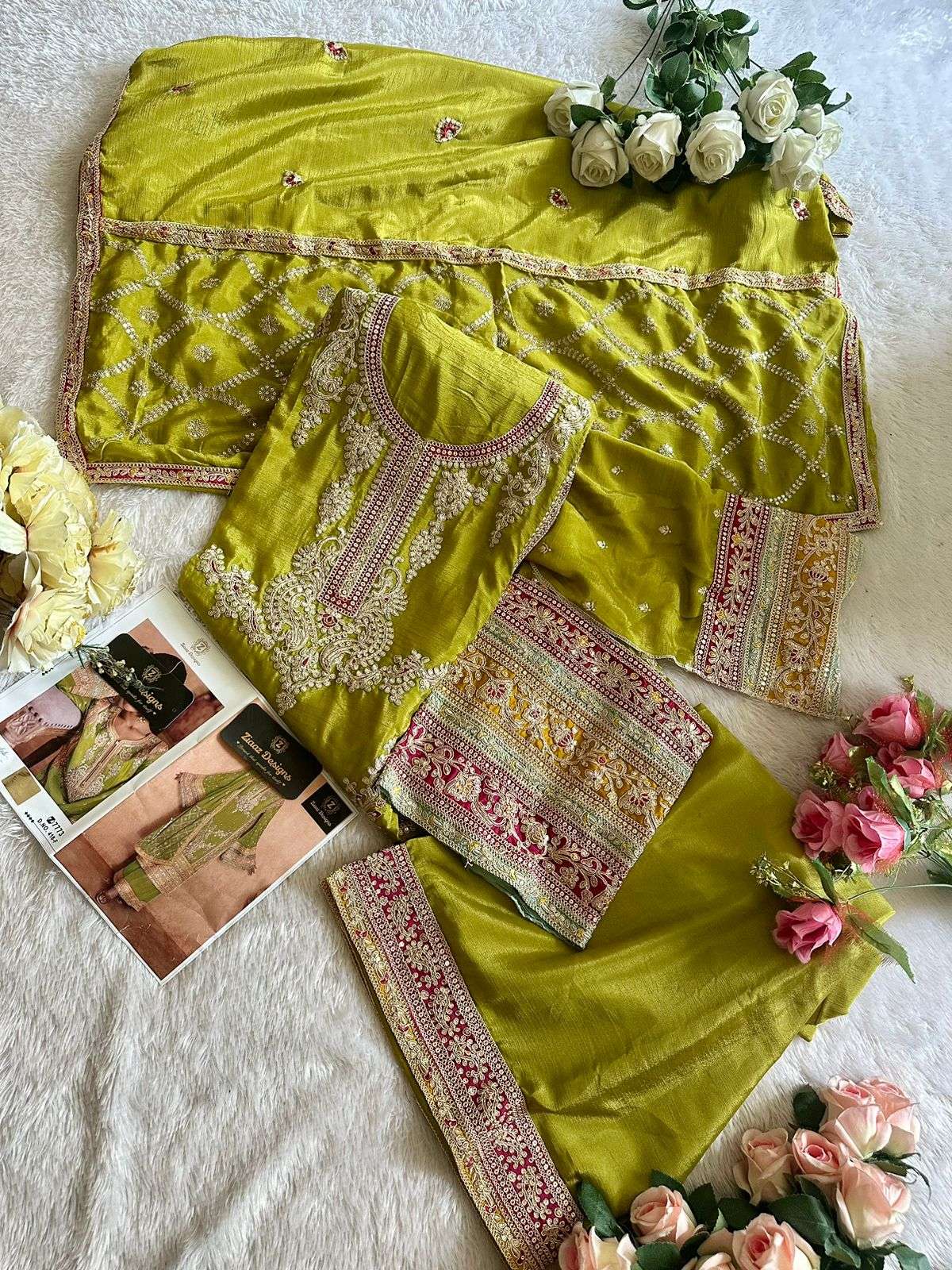 ZIAAZ DESIGNS CODE 418 HEAVY EMBROIDERED SUIT