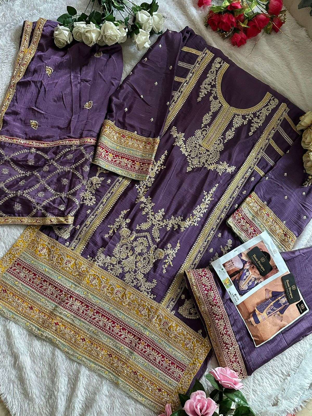 ZIAAZ DESIGNS CODE 418 HEAVY EMBROIDERED SUIT