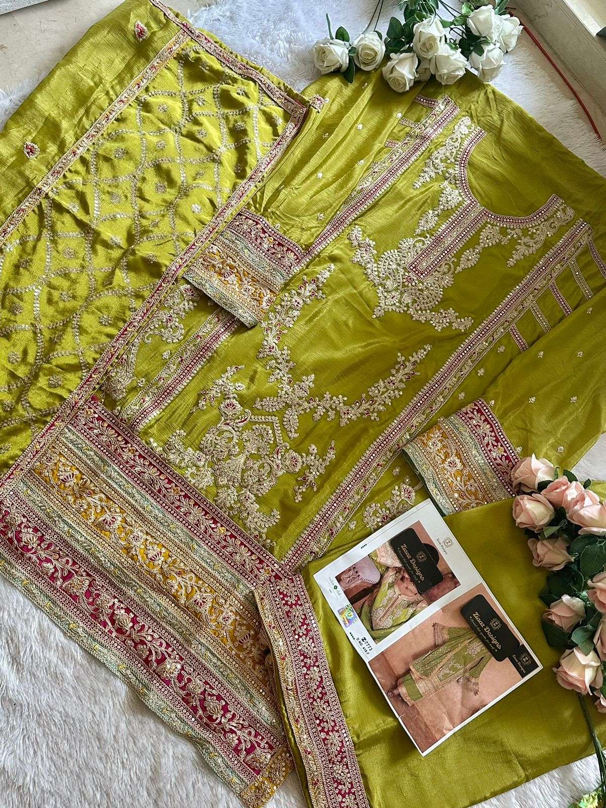 ZIAAZ DESIGNS CODE 418 HEAVY EMBROIDERED SUIT
