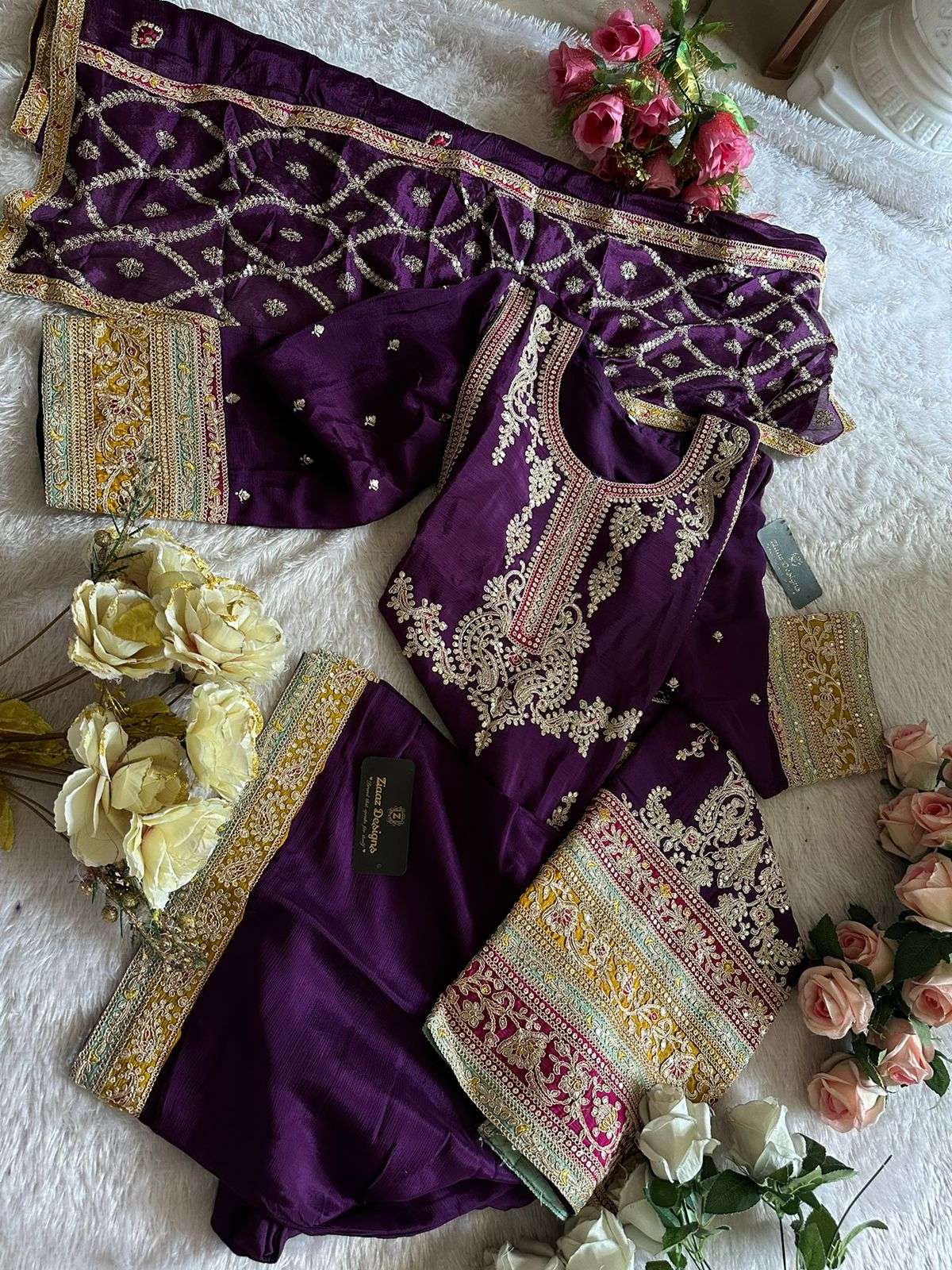 ZIAAZ DESIGNS CODE 418 HEAVY EMBROIDERED SUIT