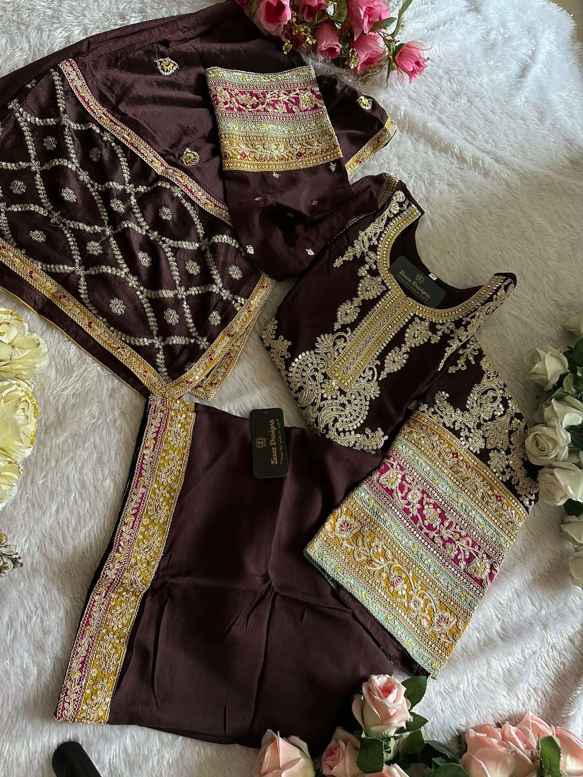 ZIAAZ DESIGNS CODE 418 HEAVY EMBROIDERED SUIT