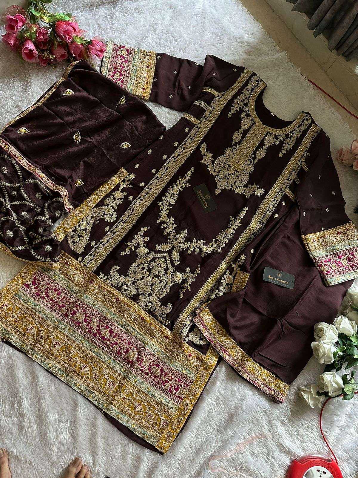 ZIAAZ DESIGNS CODE 418 HEAVY EMBROIDERED SUIT