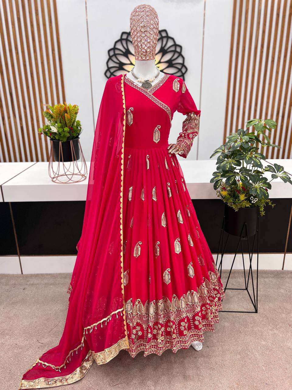 ZSR 3049 RED ANARKALI KURTI