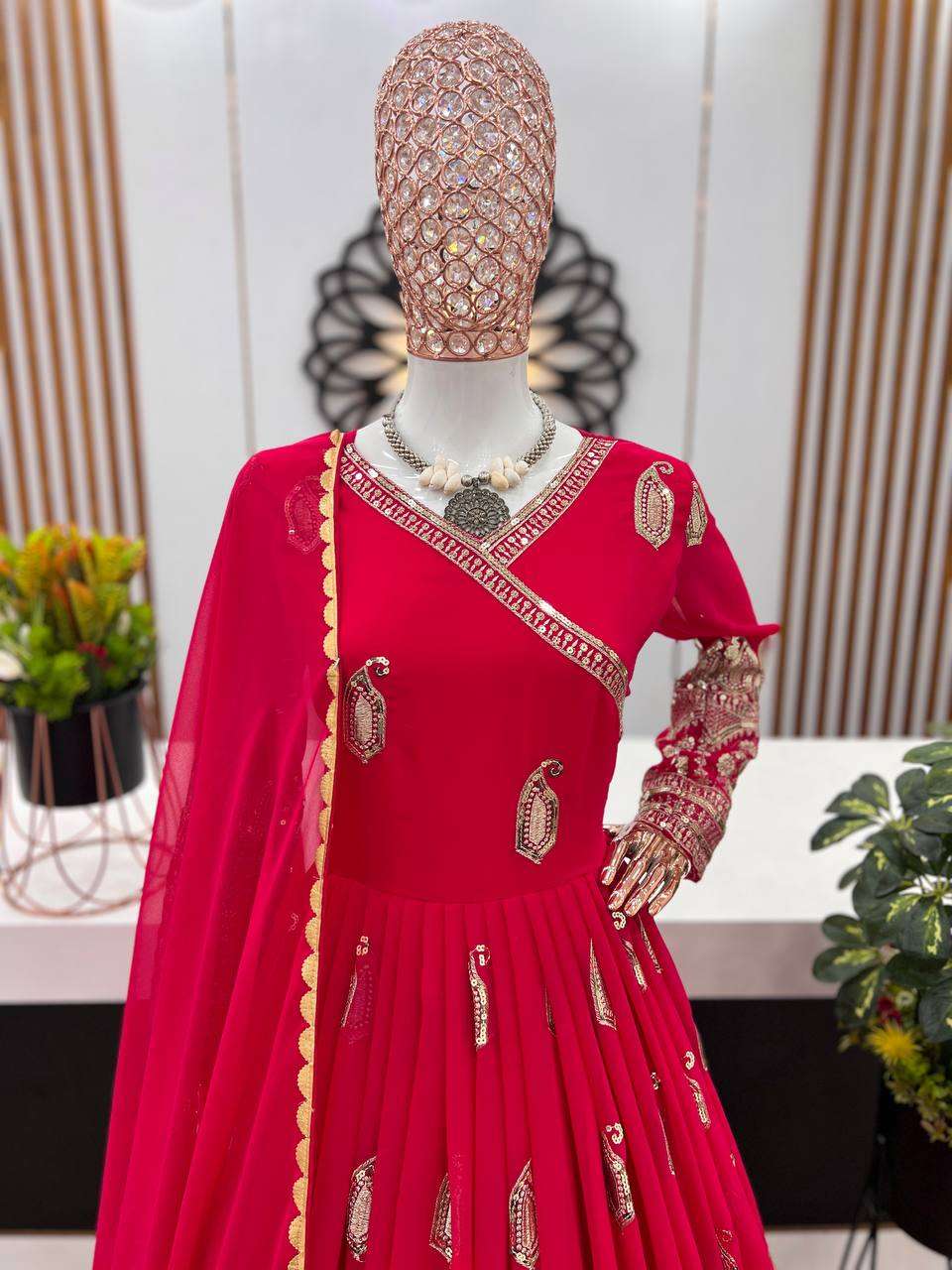 ZSR 3049 RED ANARKALI KURTI