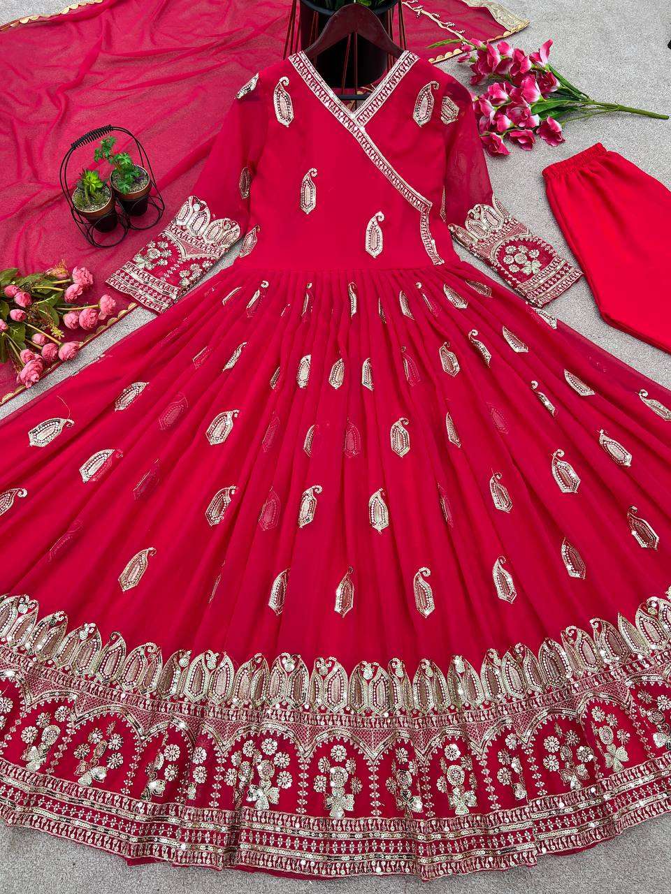 ZSR 3049 RED ANARKALI KURTI