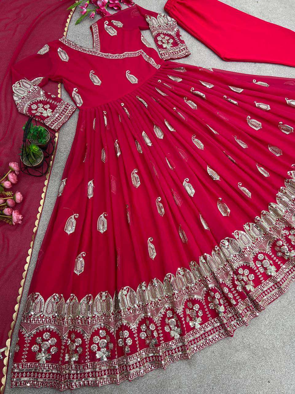 ZSR 3049 RED ANARKALI KURTI