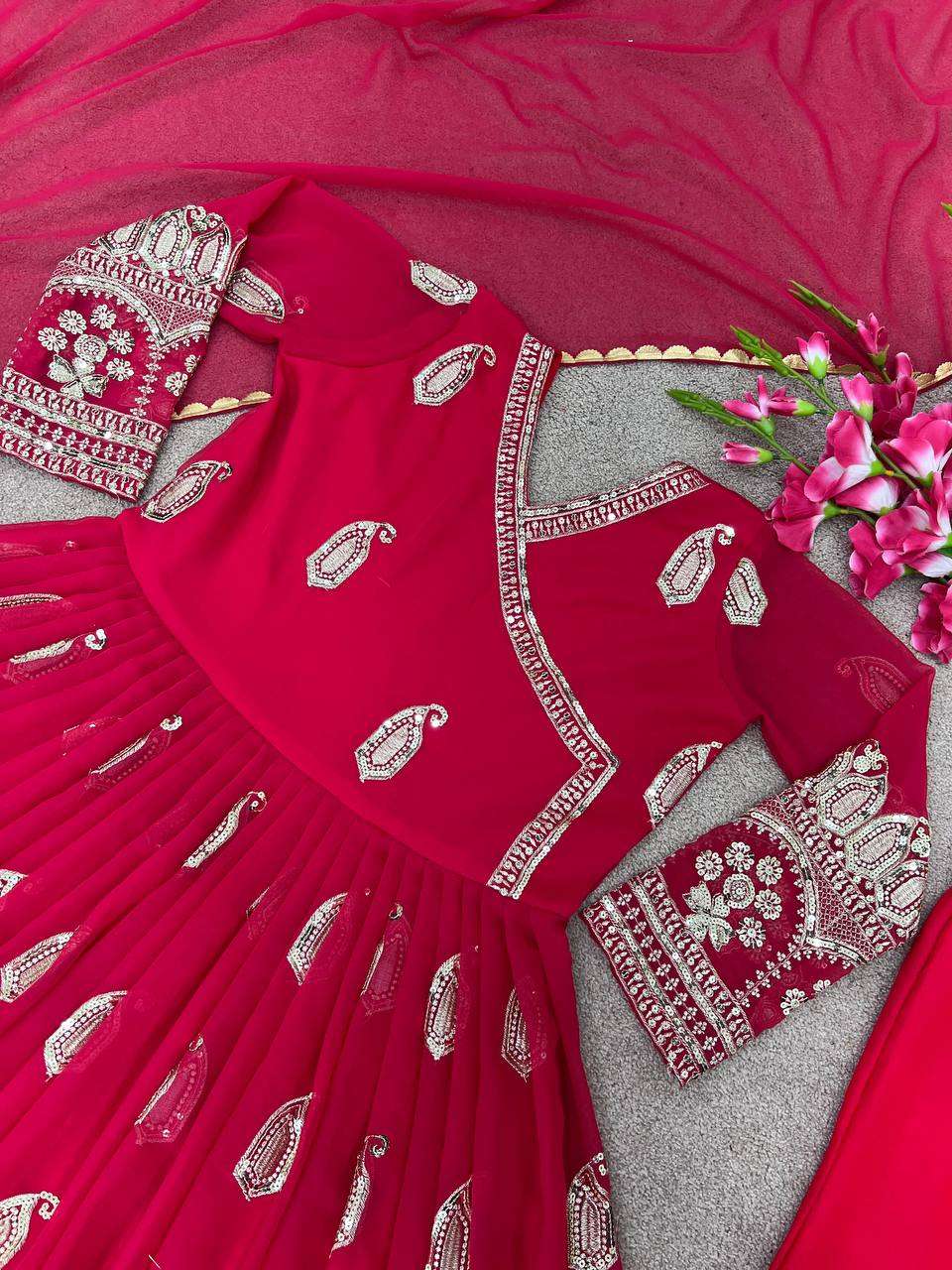 ZSR 3049 RED ANARKALI KURTI