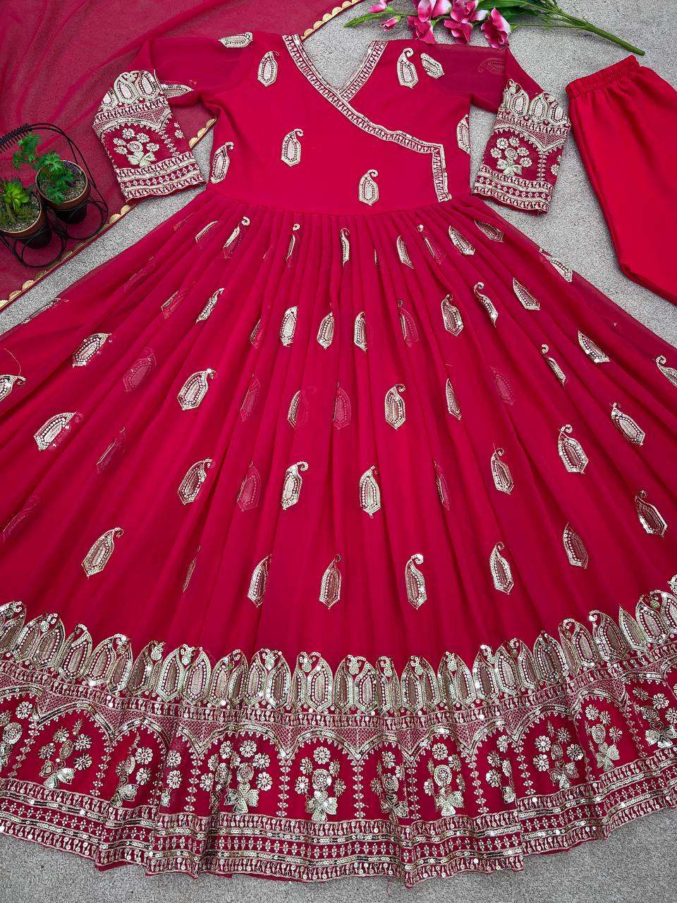 ZSR 3049 RED ANARKALI KURTI