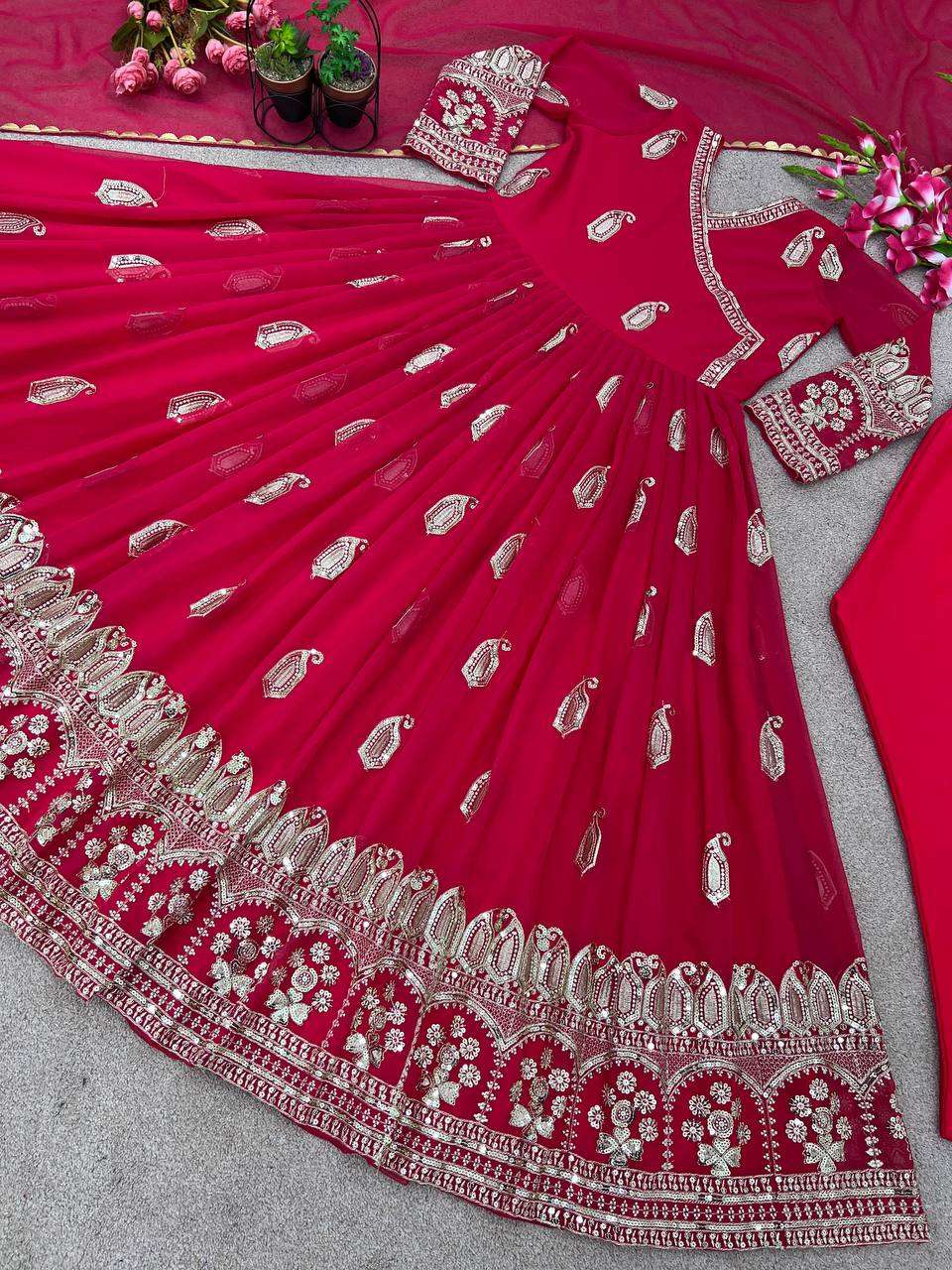 ZSR 3049 RED ANARKALI KURTI