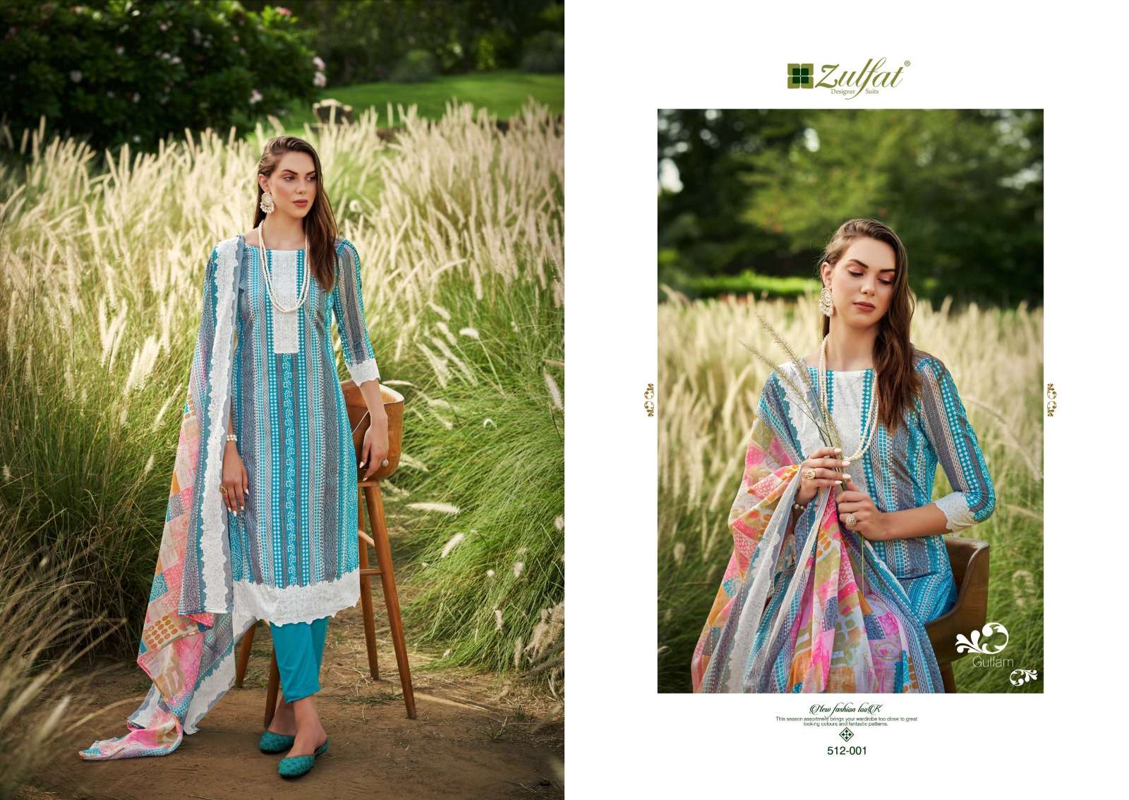 ZULFAT DESIGNER SUITS GULFAM COTTON DESIGNER PRINT SUIT