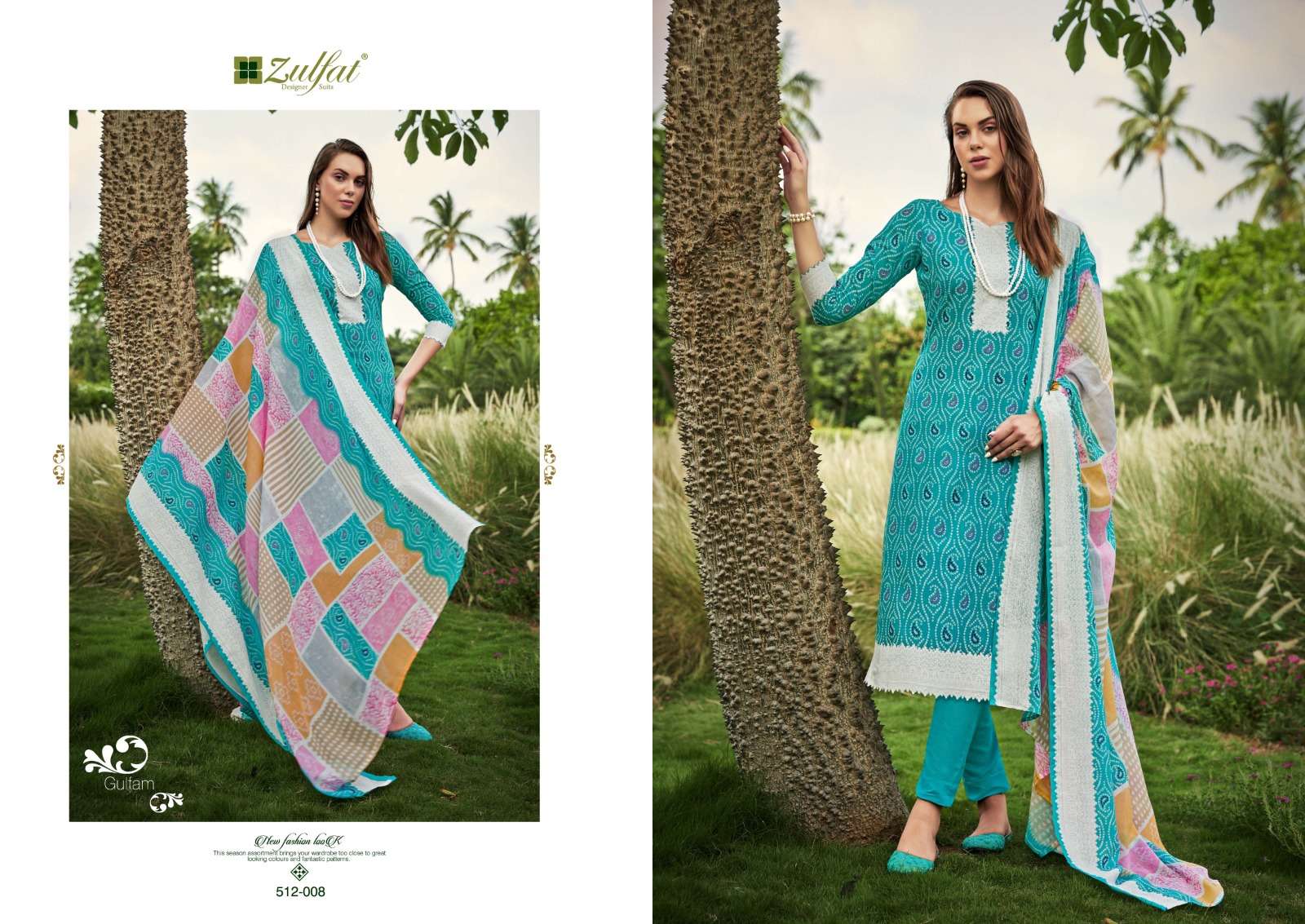 ZULFAT DESIGNER SUITS GULFAM COTTON DESIGNER PRINT SUIT