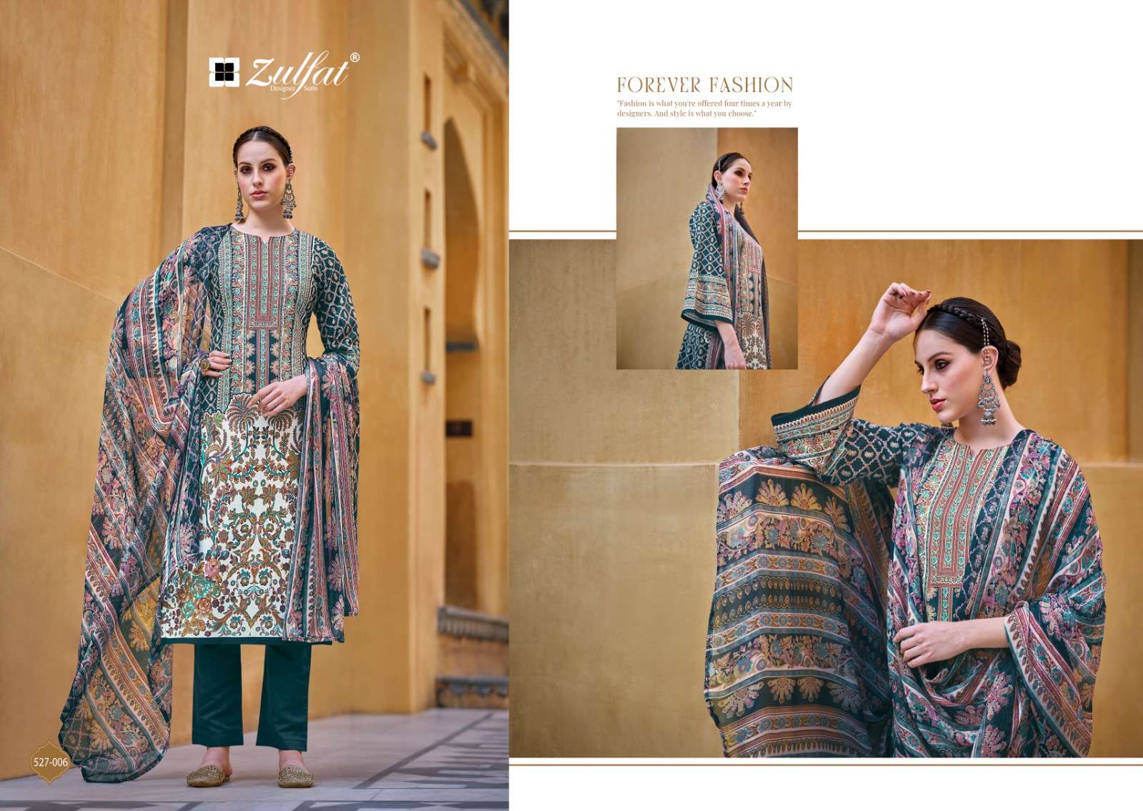 ZULFAT DESIGNER SUITS SABIRA COTTON PRINT SUIT