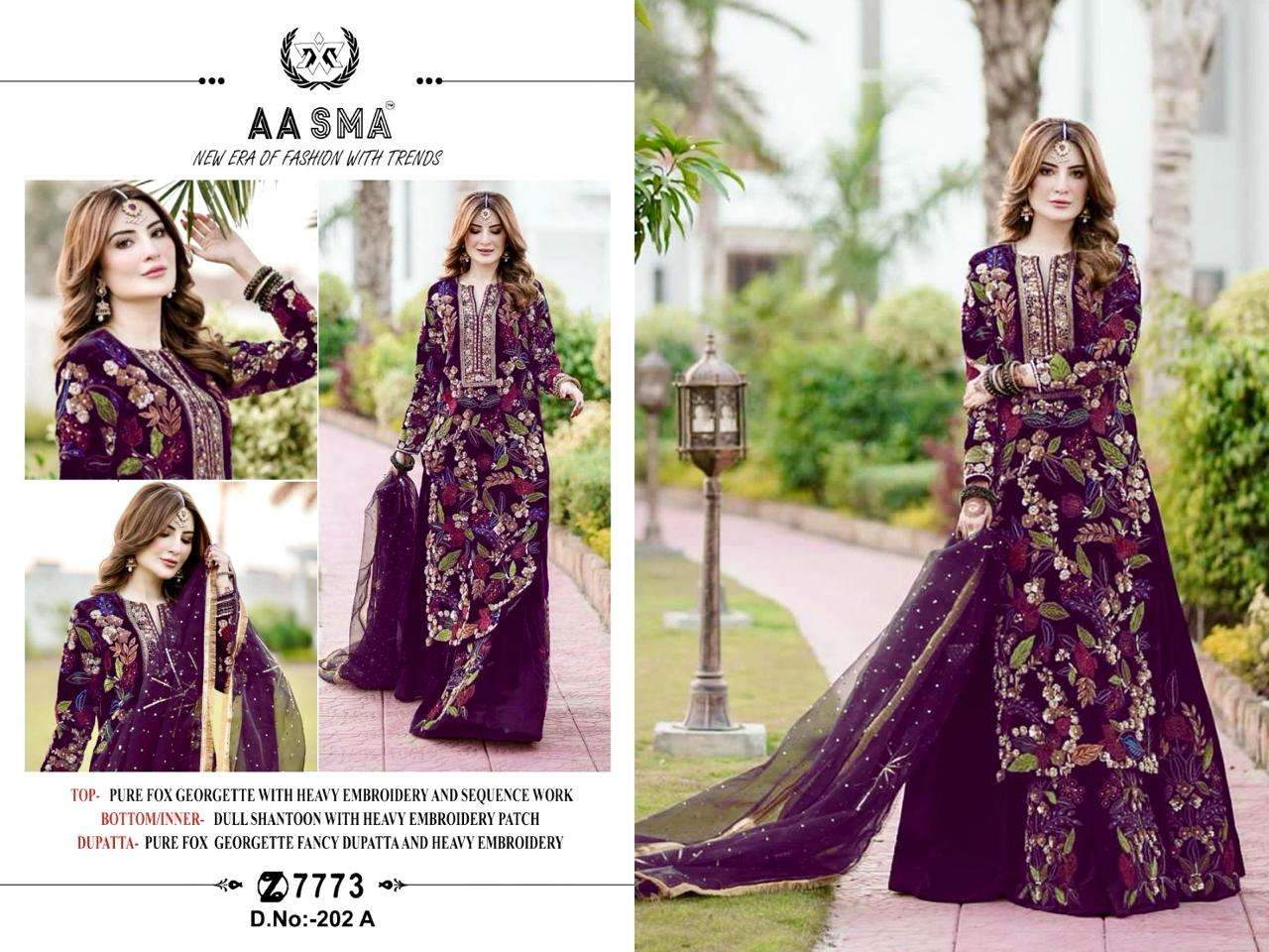 AASMA D NO 202 FOX GEORGETTE EMBROIDERED SUIT