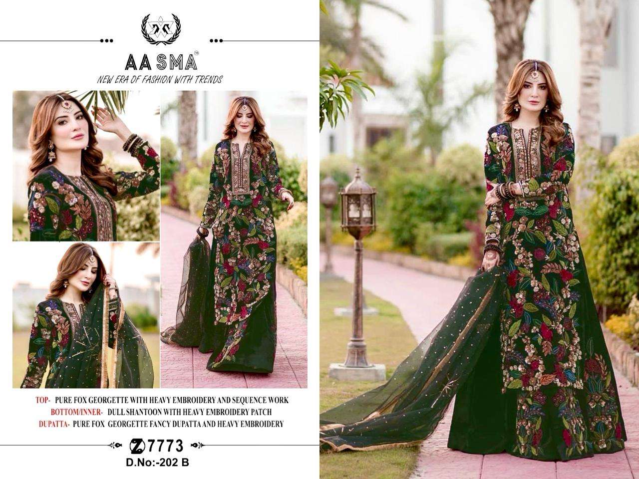 AASMA D NO 202 FOX GEORGETTE EMBROIDERED SUIT