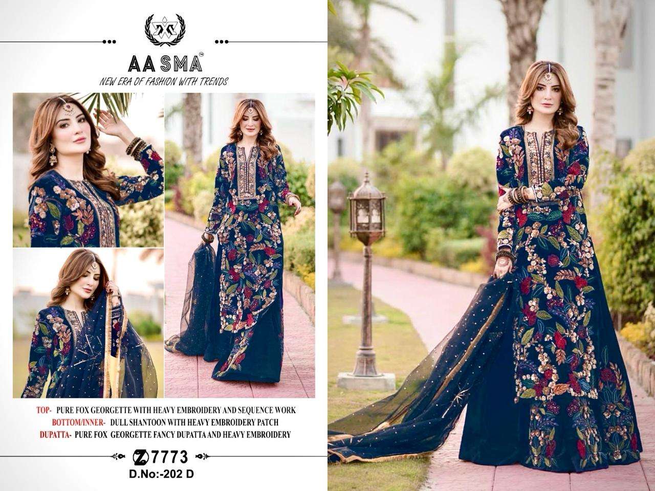 AASMA D NO 202 FOX GEORGETTE EMBROIDERED SUIT