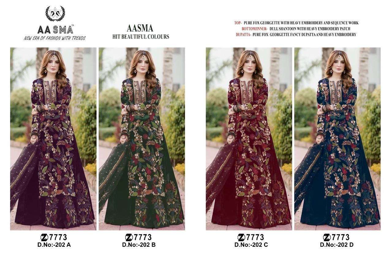 AASMA D NO 202 FOX GEORGETTE EMBROIDERED SUIT