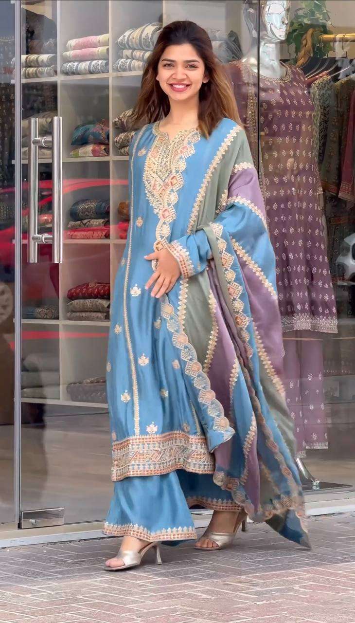 AD 145 BLUE KURTI SET