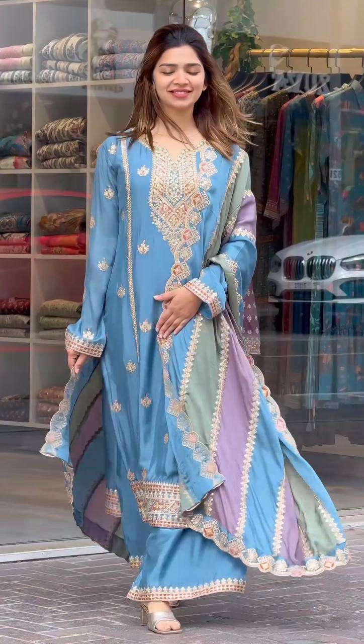 AD 145 BLUE KURTI SET