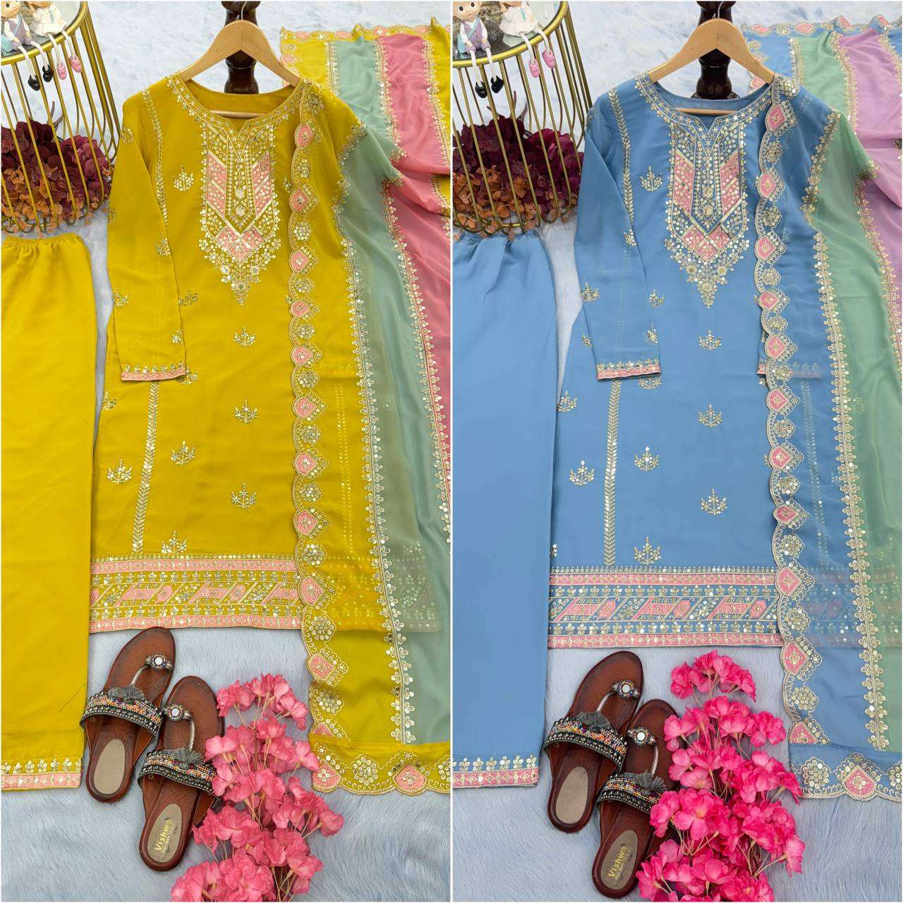AD 145 BLUE KURTI SET