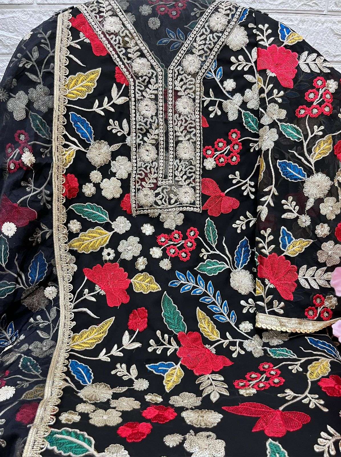 ADAN LIBAS D NO 7048 GEORGETTE EMBROIDERY DESIGNER SUIT